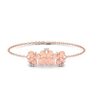 Ivana Jewels Bracelets Rose Gold / 14KT Four Leaf Clover Bracelet with Diamonds