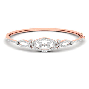 Ivana Jewels Bracelets Rose Gold / 14KT Geometric Open Design Diamond Bangle