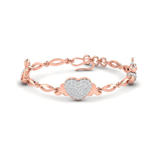 Ivana Jewels Bracelets Rose Gold / 14KT Gold Heart Bracelet with Pave Diamonds