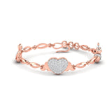 Ivana Jewels Bracelets Rose Gold / 14KT Gold Heart Bracelet with Pave Diamonds