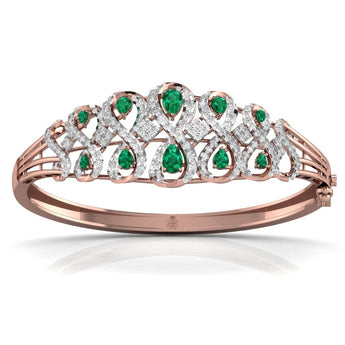 Ivana Jewels Bracelets Rose Gold / 14KT Green Pear Shape Diamond Bangle For Her