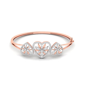 Ivana Jewels Bracelets Rose Gold / 14KT Heart & Flower Diamond Bangle