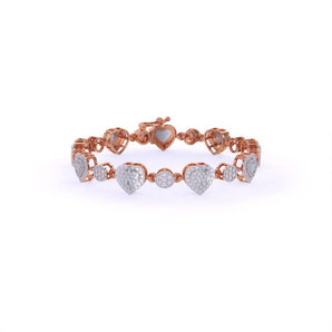 Ivana Jewels Bracelets Rose Gold / 14KT Heart Shape bracelet with ROUND cut Diamonds
