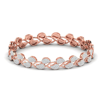 Ivana Jewels Bracelets Rose Gold / 14KT Leaf Design Diamond Bangle