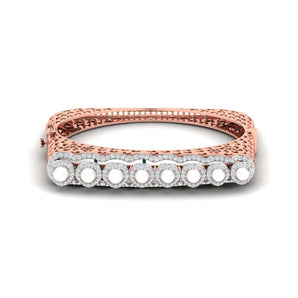 Ivana Jewels Bracelets Rose Gold / 14KT Pearl Halo Diamond Bangle