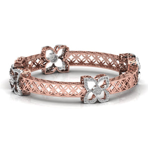 Ivana Jewels Bracelets Rose Gold / 14KT Round Cut Diamond Flower Bangle