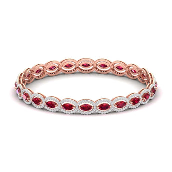Ivana Jewels Bracelets Rose Gold / 14KT Ruby and Diamond Oval Link Bracelet in Gold