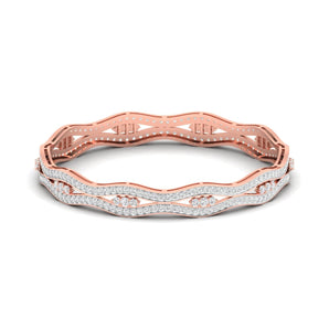Ivana Jewels Bracelets Rose Gold / 14KT Sculpted Gold Diamond Bangle