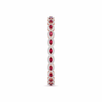 Ivana Jewels Bracelets Ruby and Diamond Oval Link Bracelet in Gold