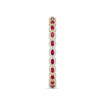 Ivana Jewels Bracelets Ruby and Diamond Oval Link Bracelet in Gold