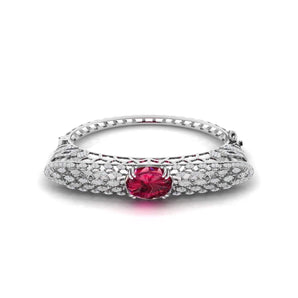 Ivana Jewels Bracelets White Gold / 14KT 12.42ct Oval Cabochon Diamond Bangle