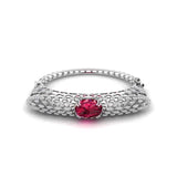 Ivana Jewels Bracelets White Gold / 14KT 12.42ct Oval Cabochon Diamond Bangle