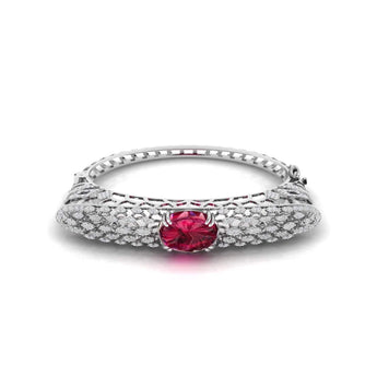 Ivana Jewels Bracelets White Gold / 14KT 12.42ct Oval Cabochon Diamond Bangle