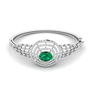 Ivana Jewels Bracelets White Gold / 14KT 5.8ct Halo Emerald Diamond Bangle