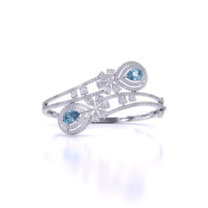 Ivana Jewels Bracelets White Gold / 14KT Aqua Colour Stone Fancy Pear Shape Royal Bangle