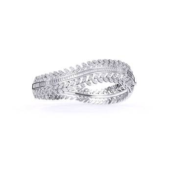 Ivana Jewels Bracelets White Gold / 14KT Baguette & Round Diamond Classic Kada Bracelet