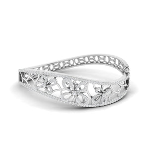 Ivana Jewels Bracelets White Gold / 14KT Bangle with Floral Design