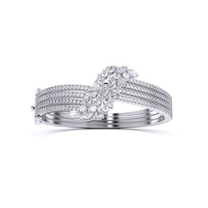 Ivana Jewels Bracelets White Gold / 14KT Curve Style Bracelet With Fancy & Round Diamonds Bangle