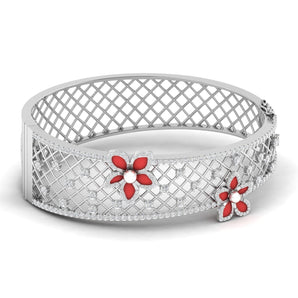 Ivana Jewels Bracelets White Gold / 14KT Diamond Floral Bangle