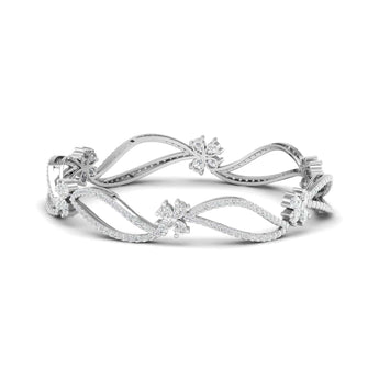 Ivana Jewels Bracelets White Gold / 14KT Diamond  Floral Bangle