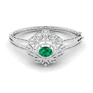 Ivana Jewels Bracelets White Gold / 14KT Elegant Emerald Diamond Bangle