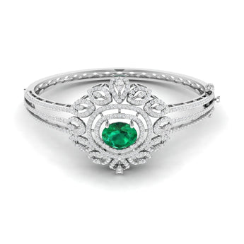 Ivana Jewels Bracelets White Gold / 14KT Elegant Emerald Diamond Bangle