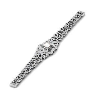 Ivana Jewels Bracelets White Gold / 14KT Floral Bracelet with Pearl Center