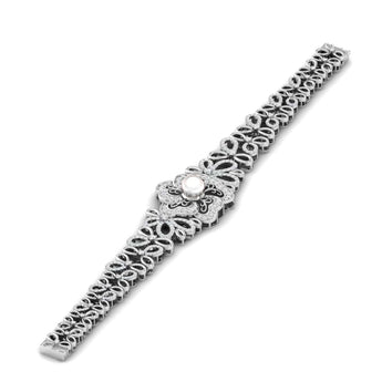 Ivana Jewels Bracelets White Gold / 14KT Floral Bracelet with Pearl Center