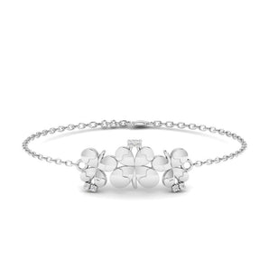 Ivana Jewels Bracelets White Gold / 14KT Four Leaf Clover Bracelet with Diamonds