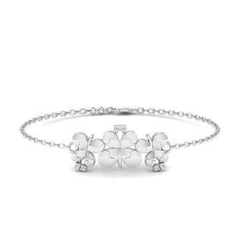 Ivana Jewels Bracelets White Gold / 14KT Four Leaf Clover Bracelet with Diamonds