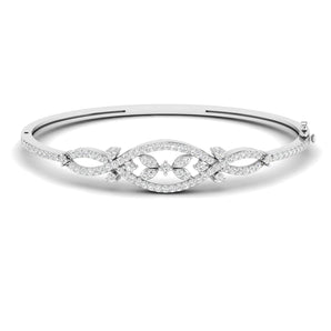 Ivana Jewels Bracelets White Gold / 14KT Geometric Open Design Diamond Bangle