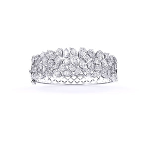 Ivana Jewels Bracelets White Gold / 14KT Glorious Floral Diamond Bangle