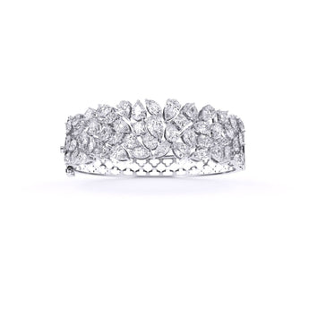 Ivana Jewels Bracelets White Gold / 14KT Glorious Floral Diamond Bangle