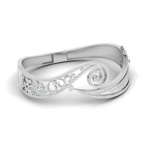 Ivana Jewels Bracelets White Gold / 14KT Gold Bangle with Diamond Swirl