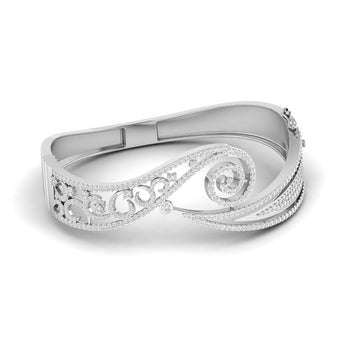 Ivana Jewels Bracelets White Gold / 14KT Gold Bangle with Diamond Swirl