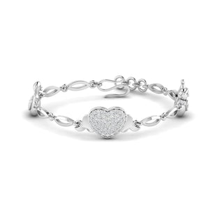 Ivana Jewels Bracelets White Gold / 14KT Gold Heart Bracelet with Pave Diamonds