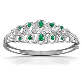 Ivana Jewels Bracelets White Gold / 14KT Green Pear Shape Diamond Bangle For Her