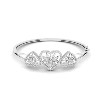 Ivana Jewels Bracelets White Gold / 14KT Heart & Flower Diamond Bangle