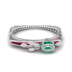 Ivana Jewels Bracelets White Gold / 14KT Oval Cabochon Diamond Bangle