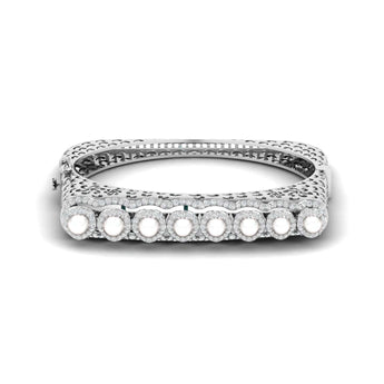 Ivana Jewels Bracelets White Gold / 14KT Pearl Halo Diamond Bangle