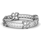 Ivana Jewels Bracelets White Gold / 14KT Round Cut Diamond Flower Bangle