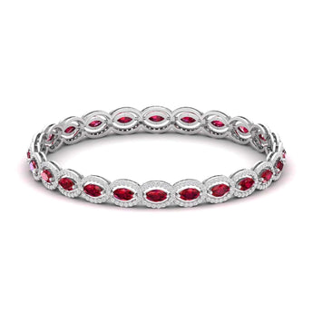 Ivana Jewels Bracelets White Gold / 14KT Ruby and Diamond Oval Link Bracelet in Gold