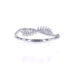 Ivana Jewels Bracelets White Gold / 14KT Sterling Leaf Design Twist Bangle