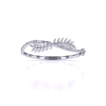 Ivana Jewels Bracelets White Gold / 14KT Sterling Leaf Design Twist Bangle