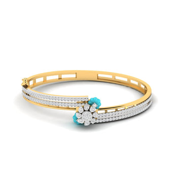 Ivana Jewels Bracelets Yellow Gold / 14KT 1.5 Carat Diamond Bangle Blue Gem