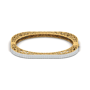 Ivana Jewels Bracelets Yellow Gold / 14KT 2.15 Carat Diamond Gold Square Bangle