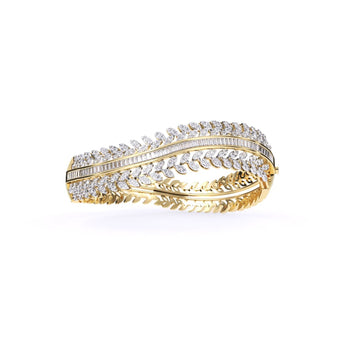 Ivana Jewels Bracelets Yellow Gold / 14KT Baguette & Round Diamond Classic Kada Bracelet