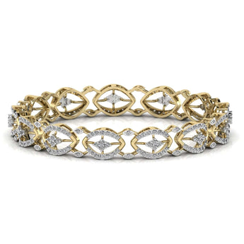 Ivana Jewels Bracelets Yellow Gold / 14KT Contemporary Diamond Studded Bangle