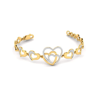 Ivana Jewels Bracelets Yellow Gold / 14KT Diamond Accent Heart Bracelet