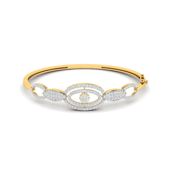 Ivana Jewels Bracelets Yellow Gold / 14KT Diamond Accent Oval Bangle